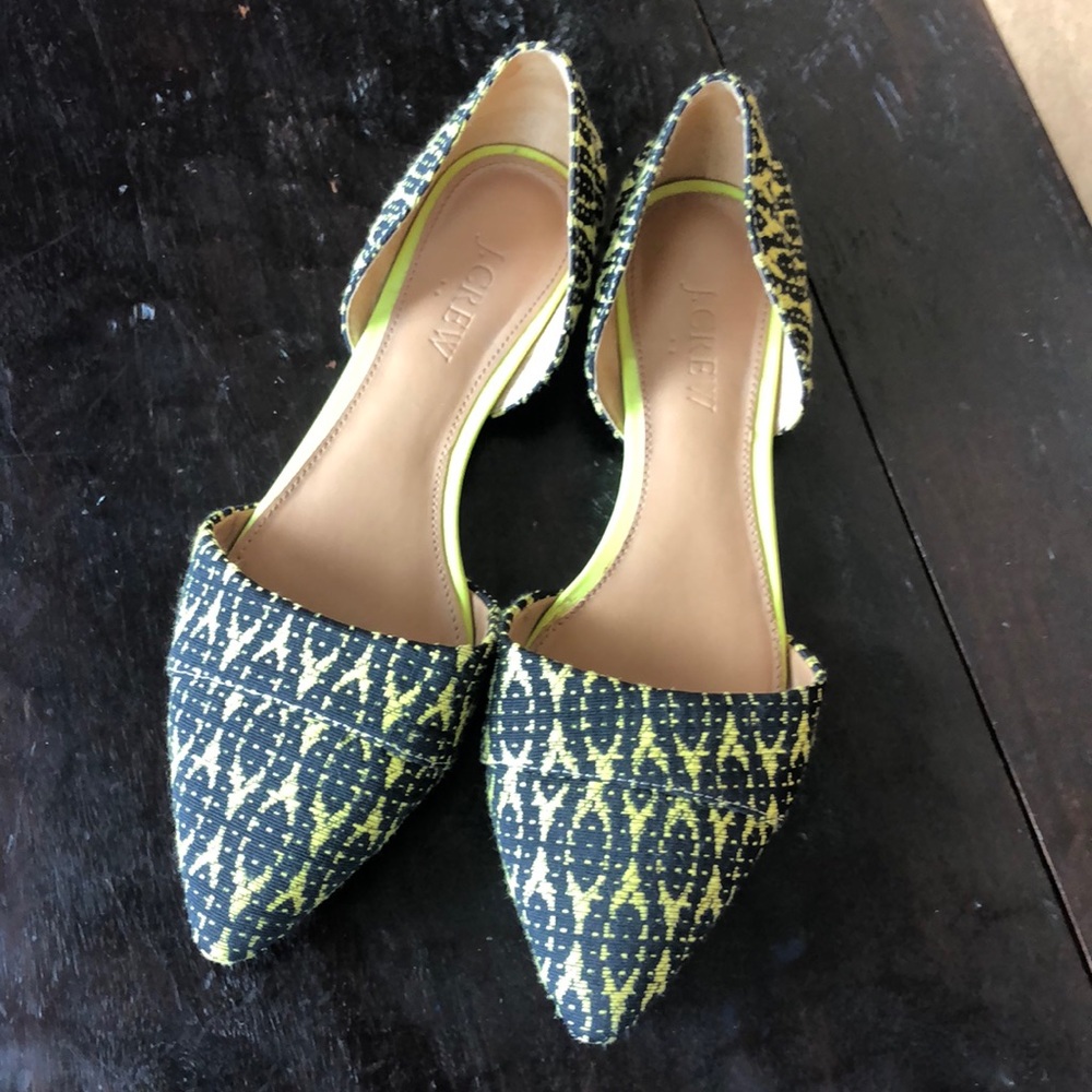 JCrew black and yellow flats size 6.5